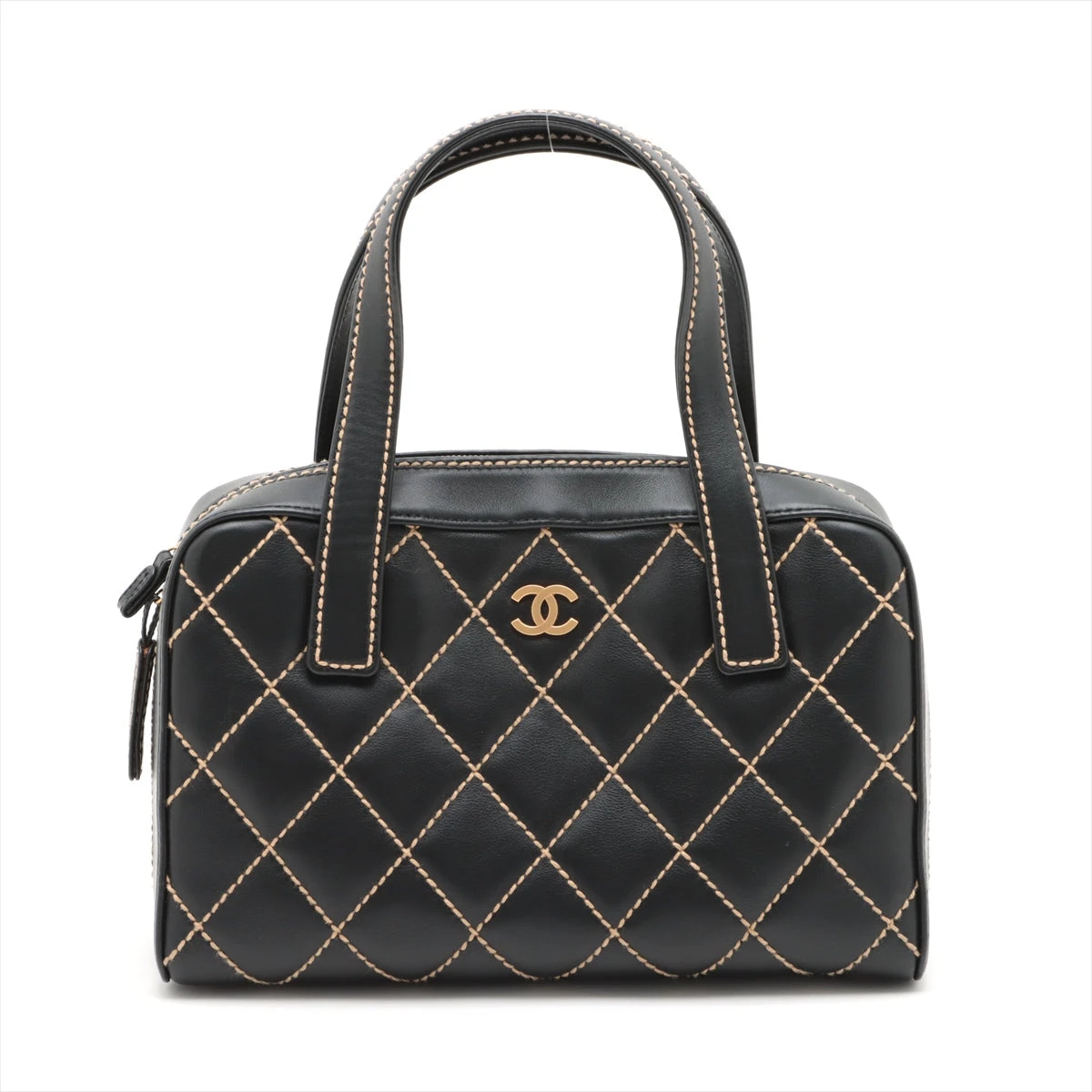 エピレザー 黒 ハンドバッグ ゴールド金具 OSTRICH - 美品 オーストリッチ OSTRICH バッグ ハンドバッグ