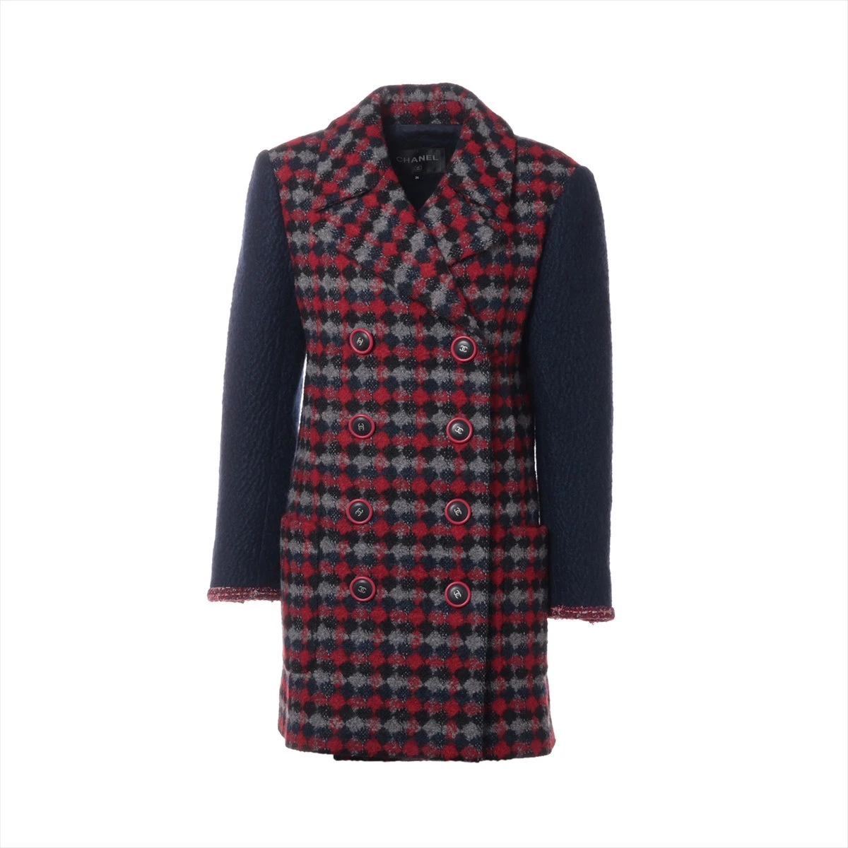 CHANEL ツイードロングコート赤
