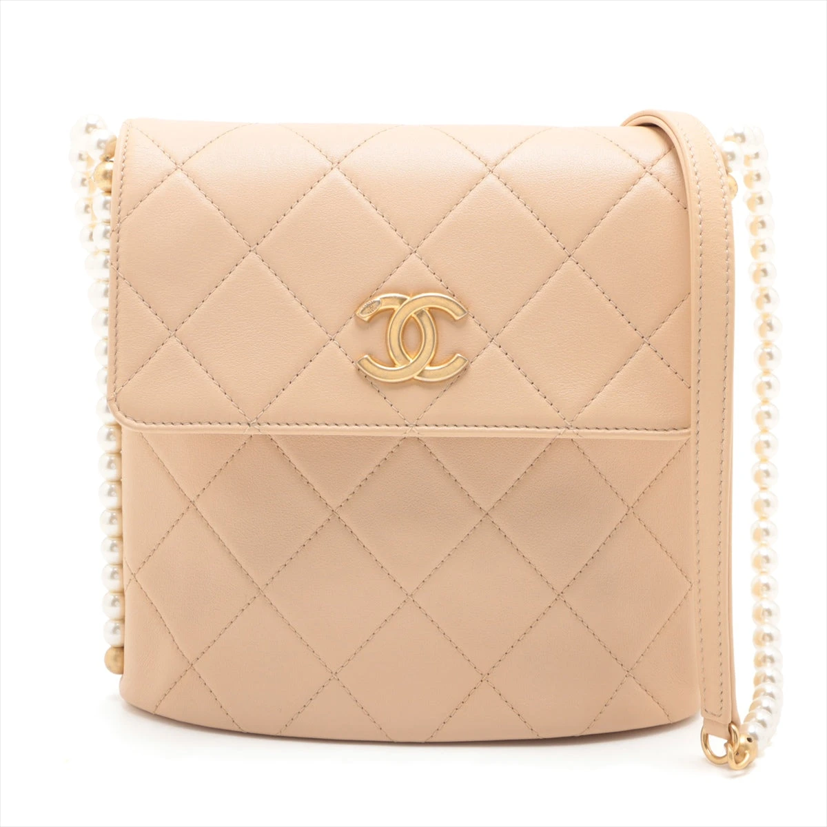 【上品パール♪】シャネル CHANEL ショッピング バッグ ベージュ ショッピング バッグ、スエード カーフスキン & シャイニー