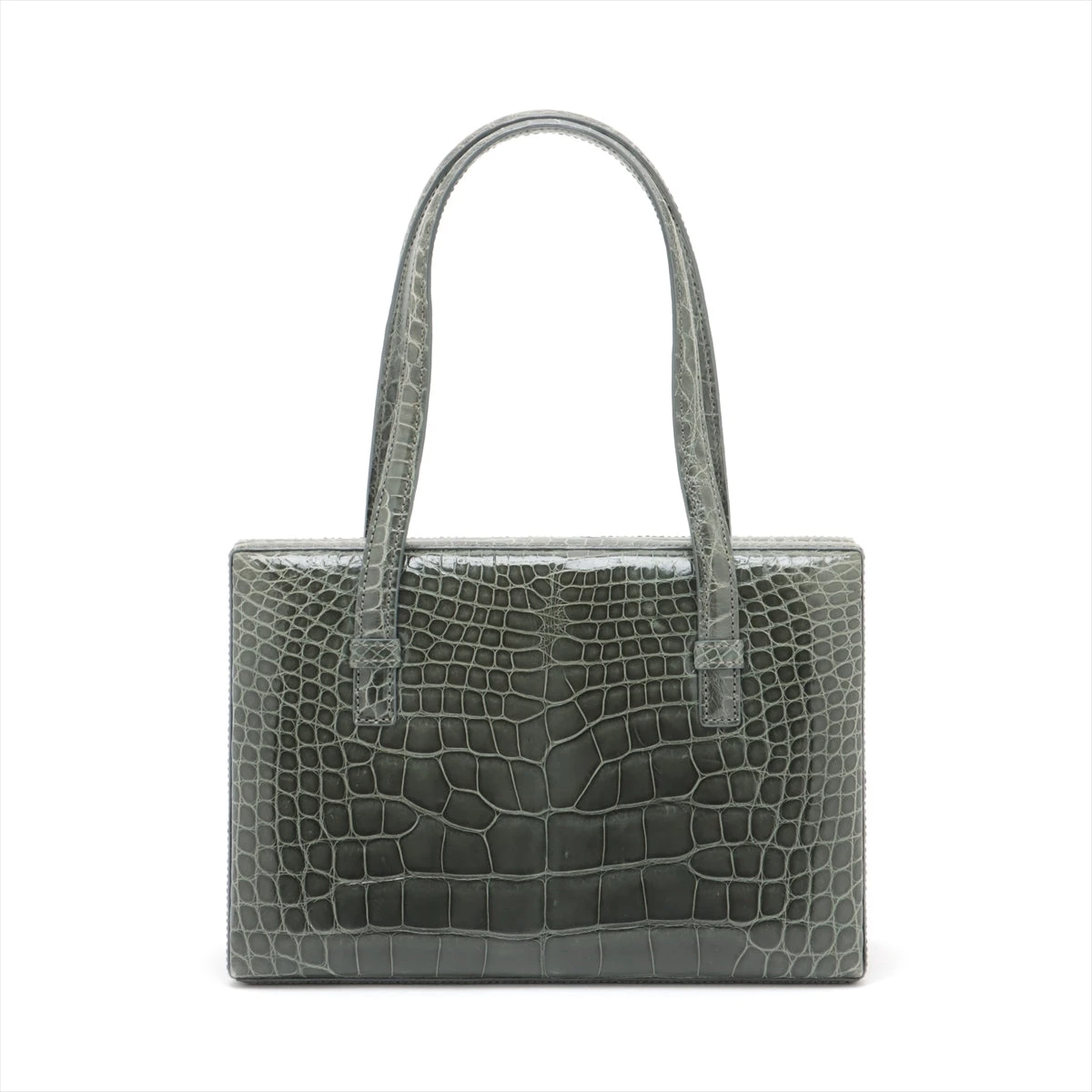 ダークグリーン クロコダイル調 ハンドバッグ