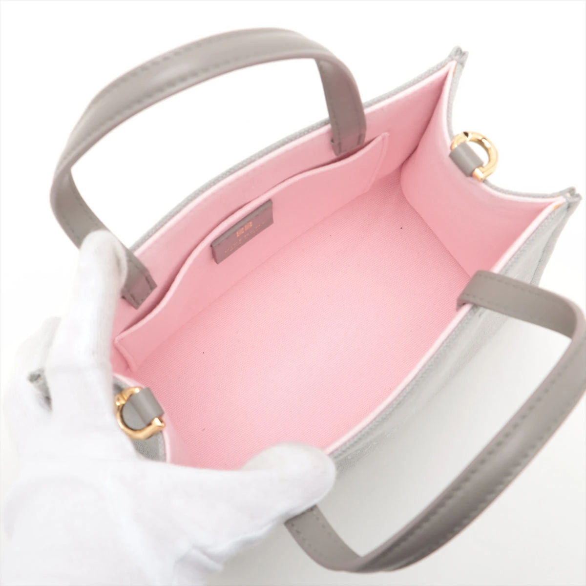 ジバンシー ジバンシィ Gトートミニ キャンバス　レザー グレー　ピンク ジバンシー ジバンシィ Gトートミニ キャンバス レザー グレー