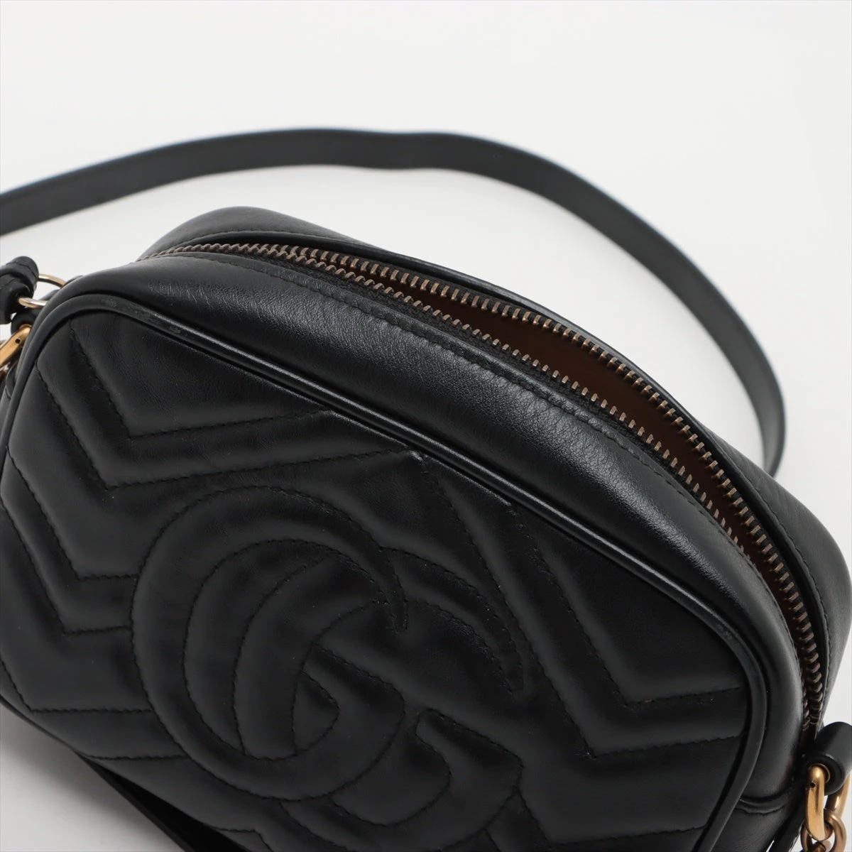 グッチ GGマーモント レザー チェーンショルダーバッグ ブラック