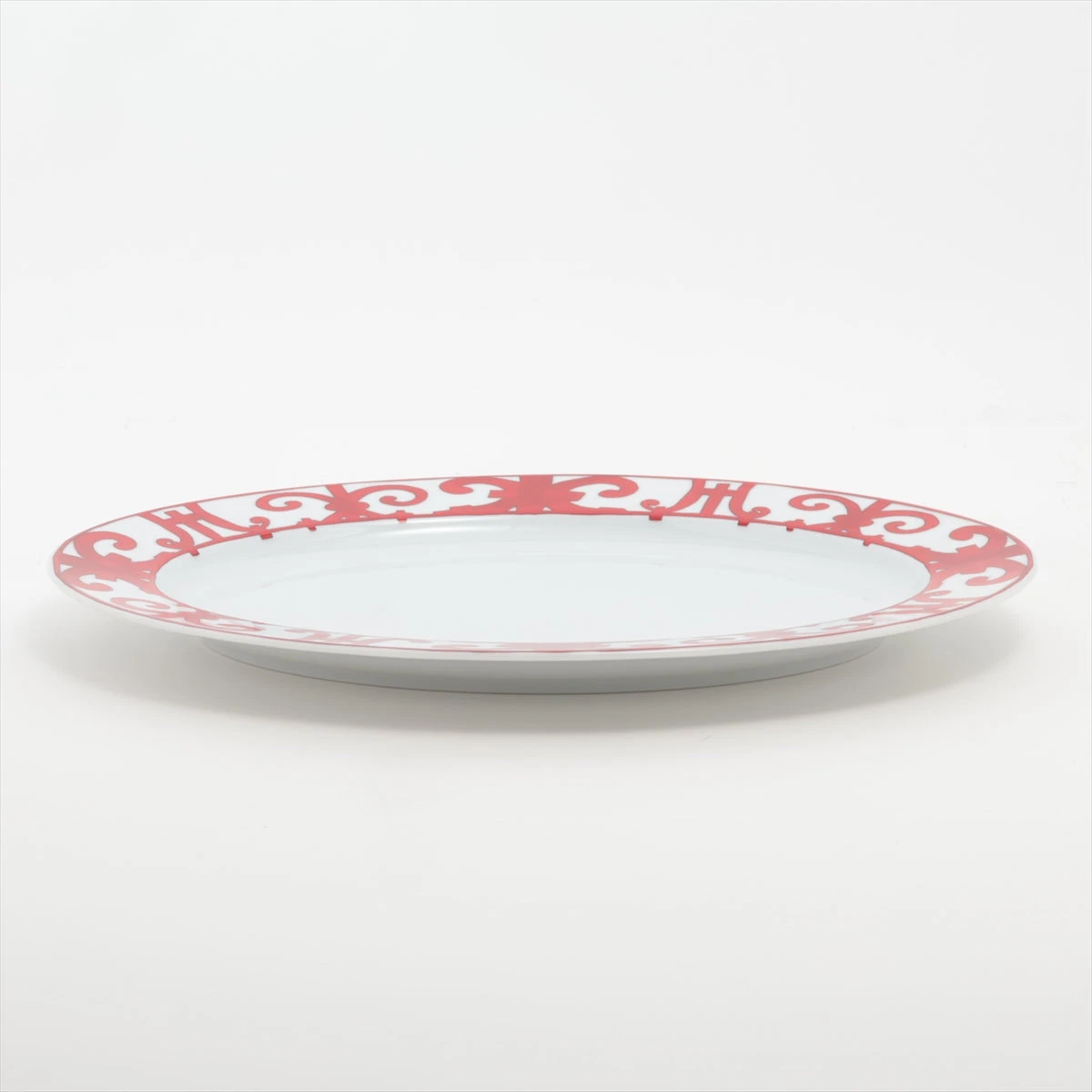 エルメス ガダルキヴィール 大皿 陶器 レッド×ホワイト オーバル