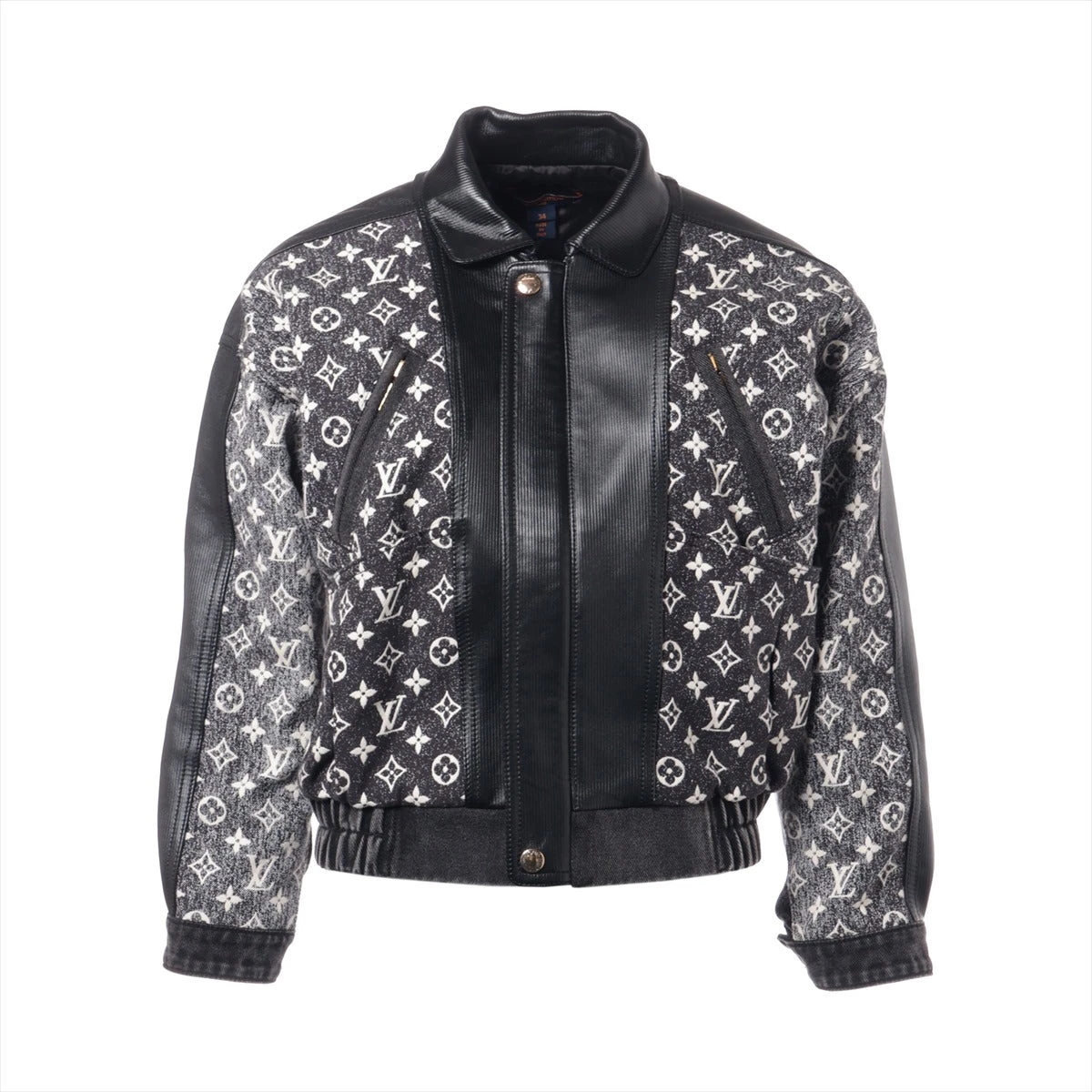 ヴィトン 23SS コットン×レザー ジャケット 34 レディース ブラック  