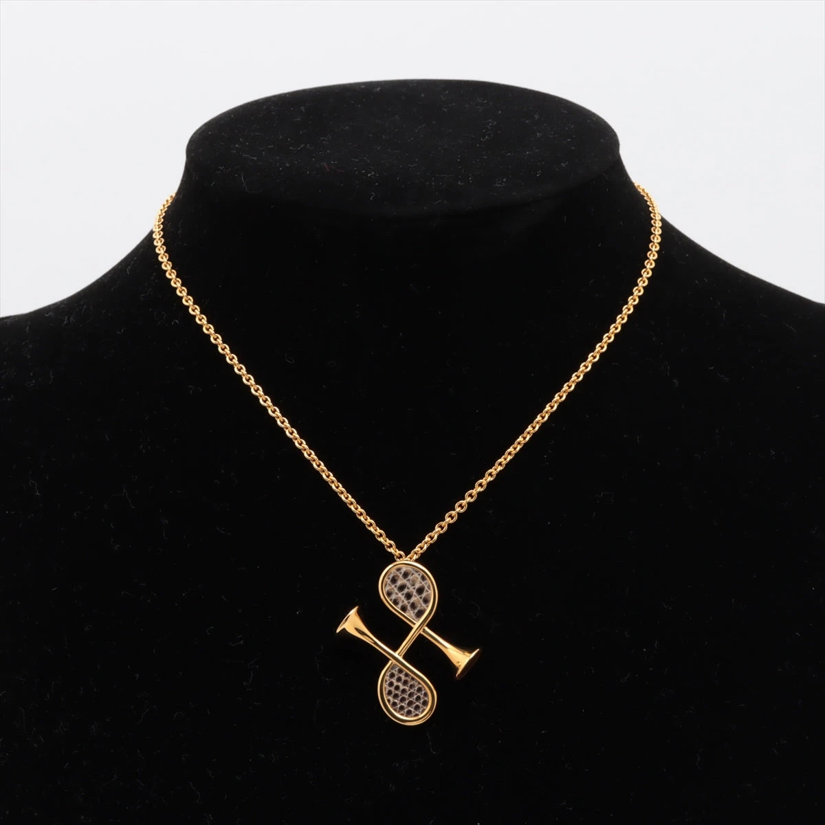 エルメス コルH ネックレス GP×リザード ゴールド A3281532｜中古