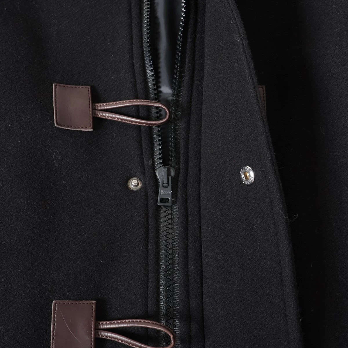 ヘルノ ウール×ナイロン ダウンコート 44 メンズ ブラック ダッフル