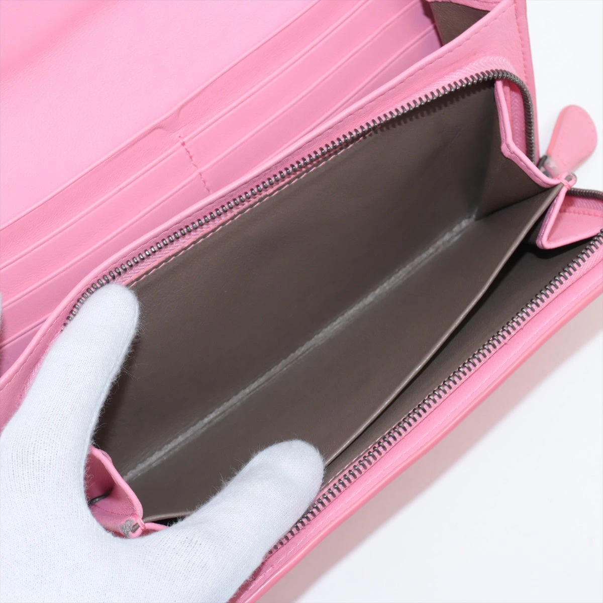ボッテガヴェネタ イントレチャート レザー 長財布 ピンク