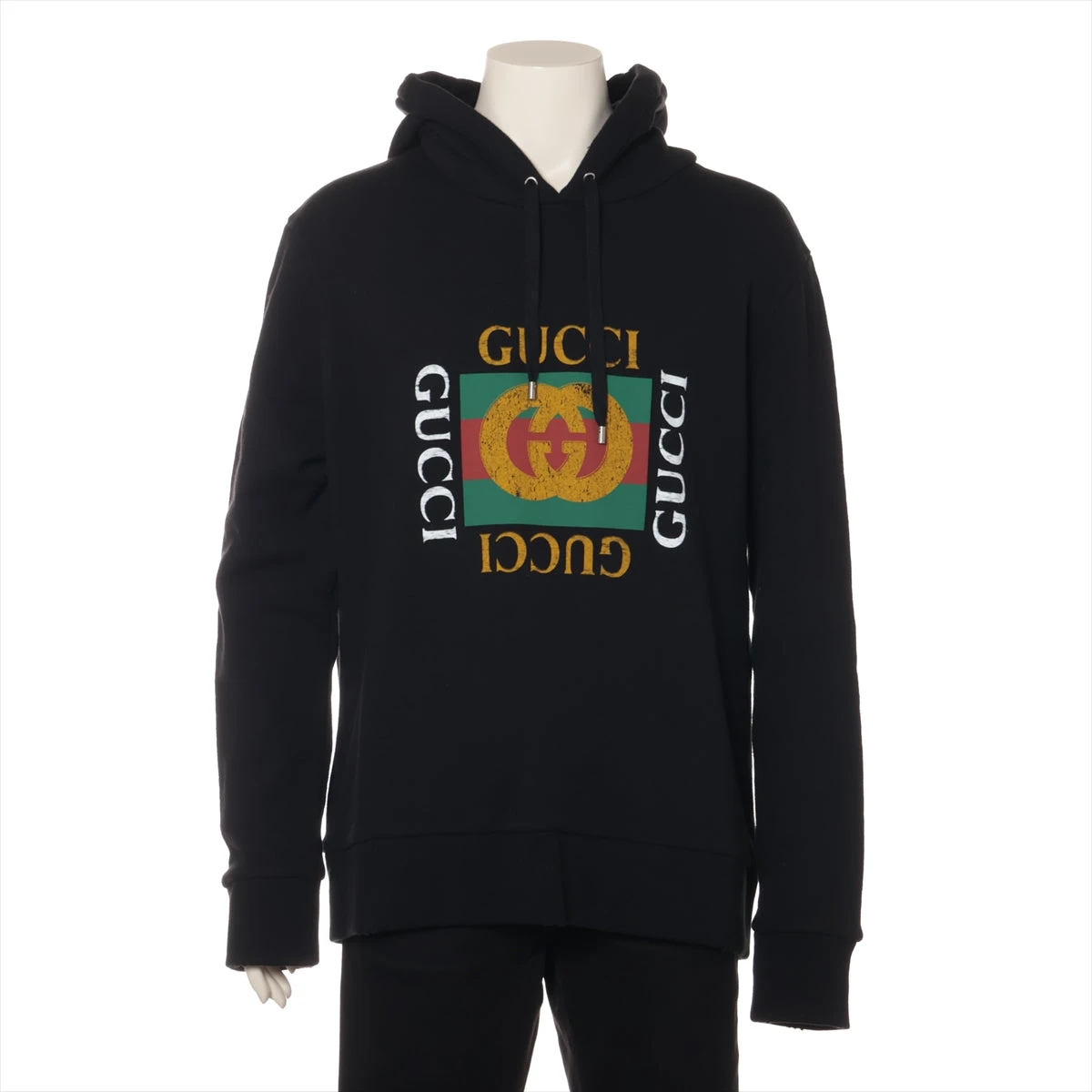 【国内即発】GUCCI コットンスウェットフード付パーカー 454585 グッチ GG コットン パーカー L メンズ ブラック 454585