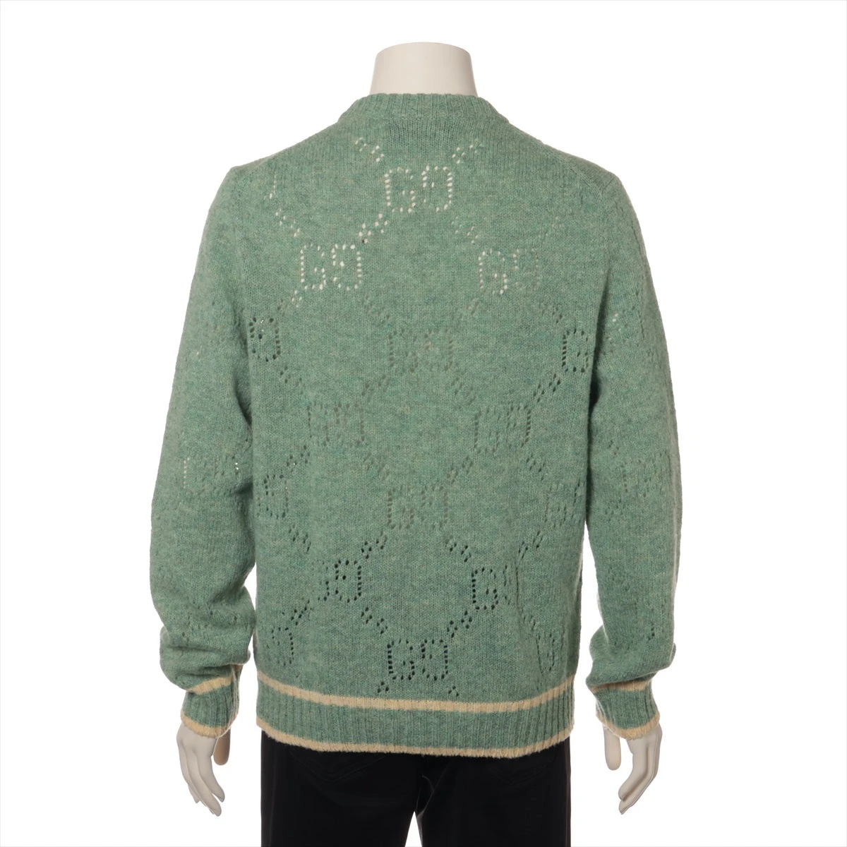 グッチ GG ウール ニット L メンズ ミントグリーン 703487 毛羽立ち有