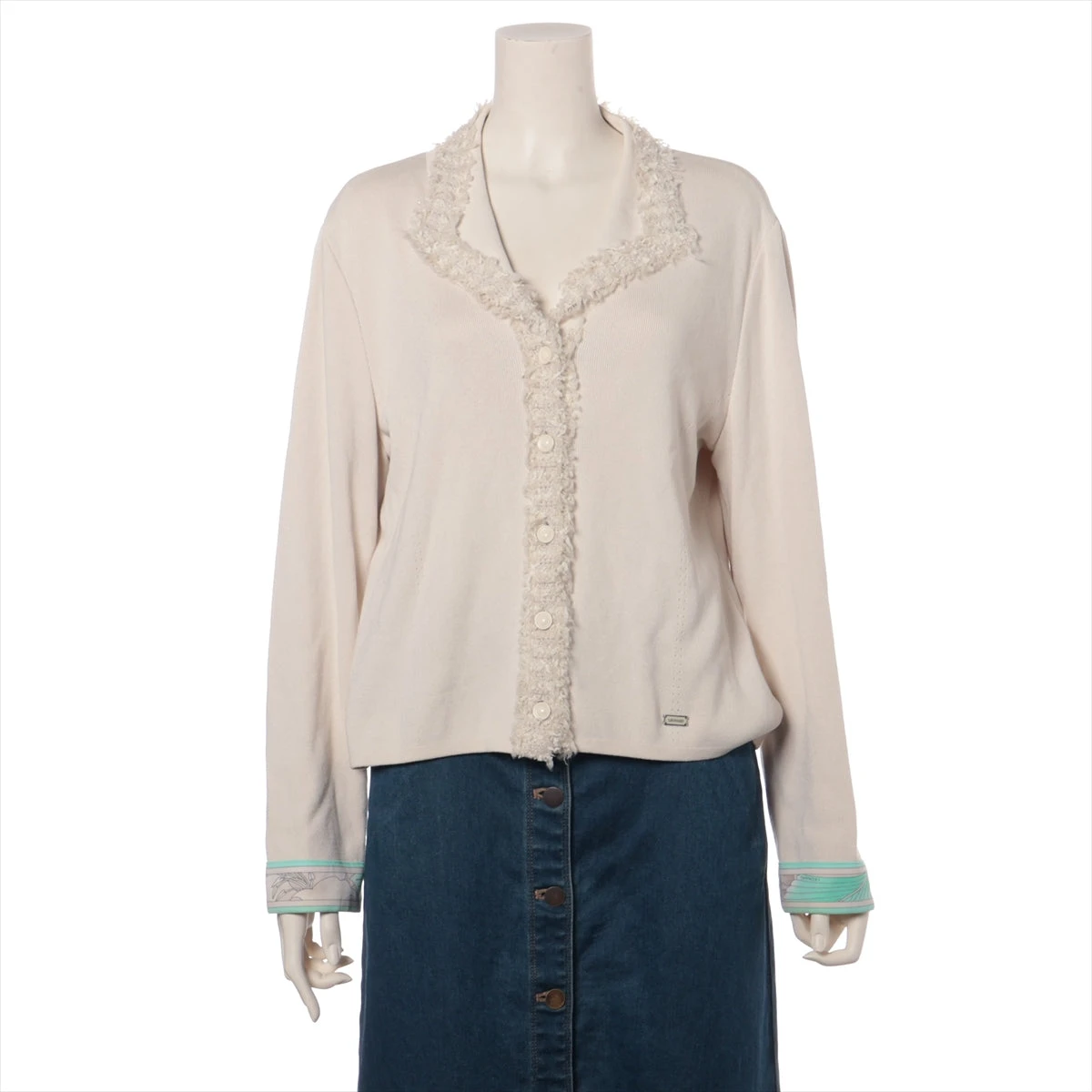 希少✨レオナール　長袖カーディガン　シルク混　花柄　トリム　ロゴボタン　ベージュ 2025年最新】レオナール カーディガンの人気アイテム - メルカリ