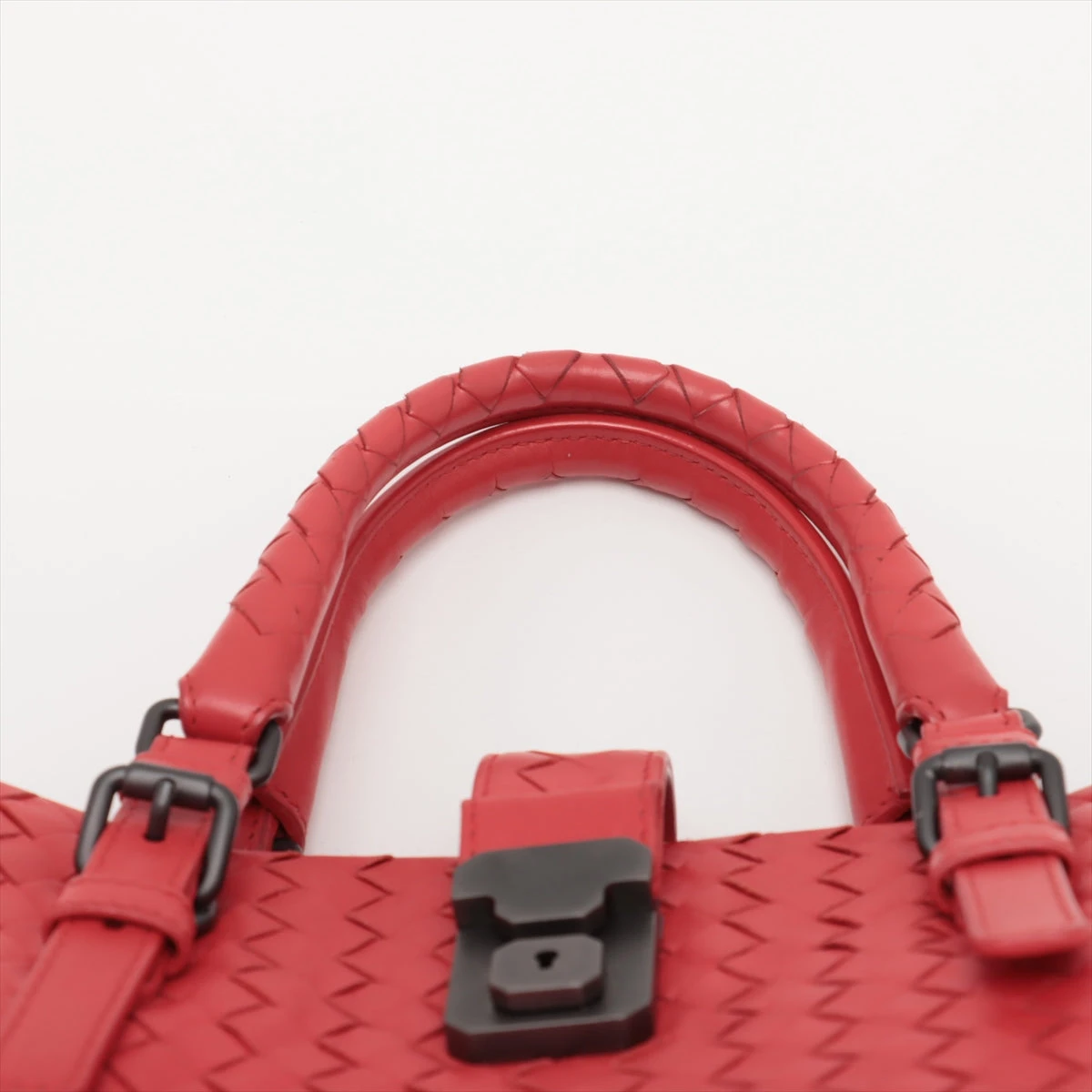 ボッテガヴェネタ　イントレチャート　ボストンバッグ　レザー　レッド Bottega Veneta Pre-Owned 2012-2024 ナッパ イントレチャート