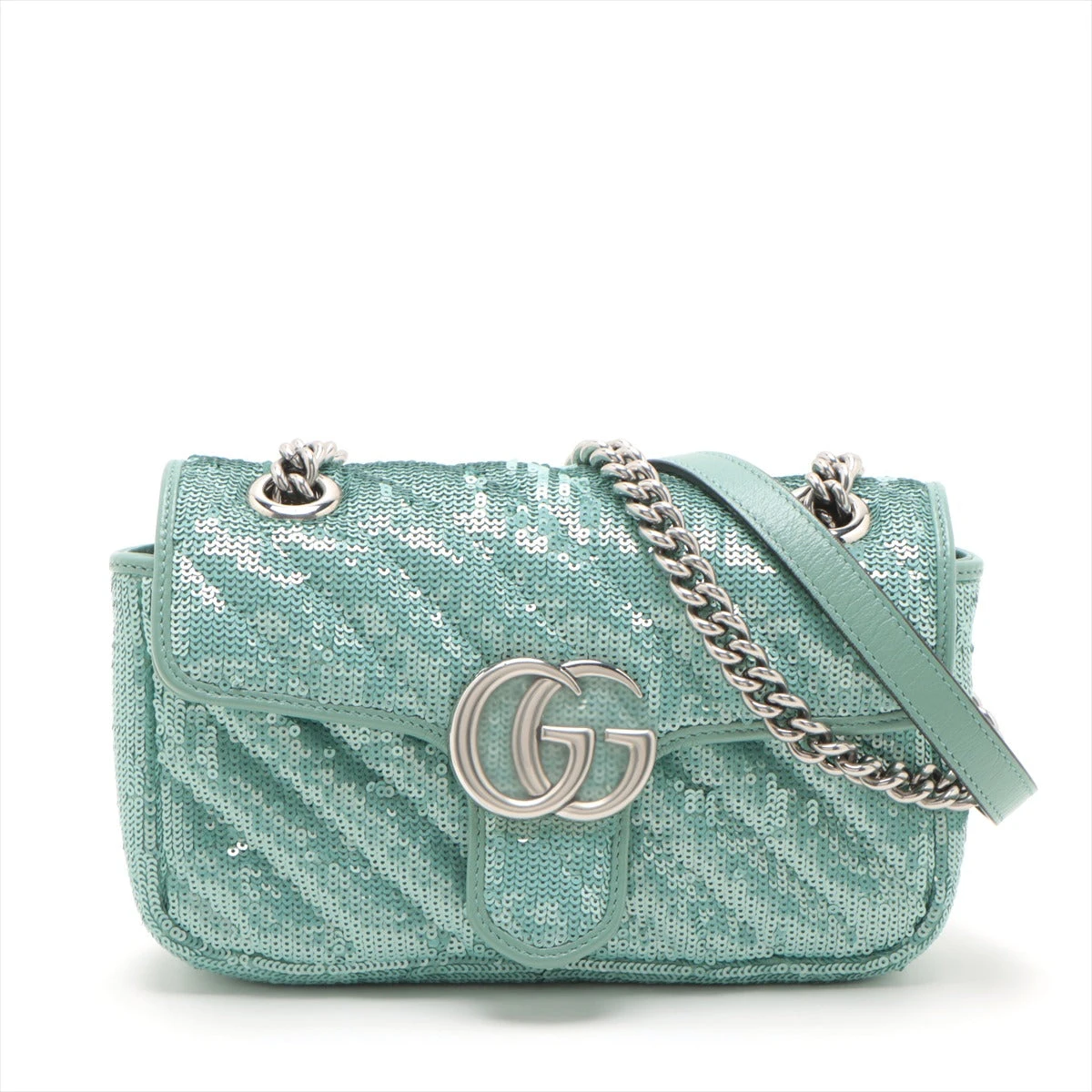 グッチ GGマーモント スパンコール×レザー チェーンショルダーバッグ