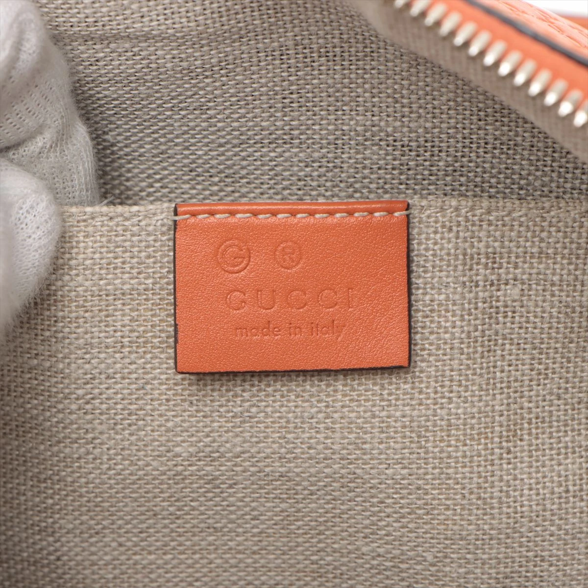 グッチ マイクログッチシマ レザー 2WAYハンドバッグ オレンジ 449654 