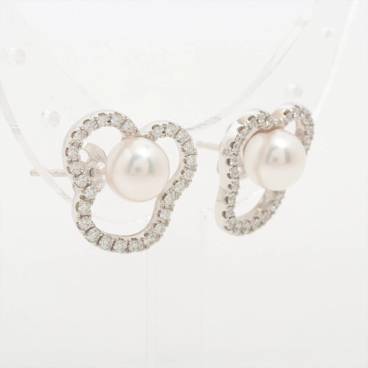 ahkah パール　ダイヤ　ピアス K10YGフレッシュウォーターパール／ダイヤモンドピアス