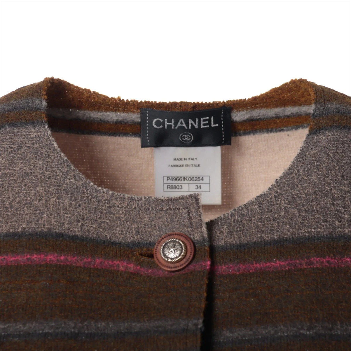 シャネル ココボタン 14A カシミヤ ニットジャケット 34 レディース  