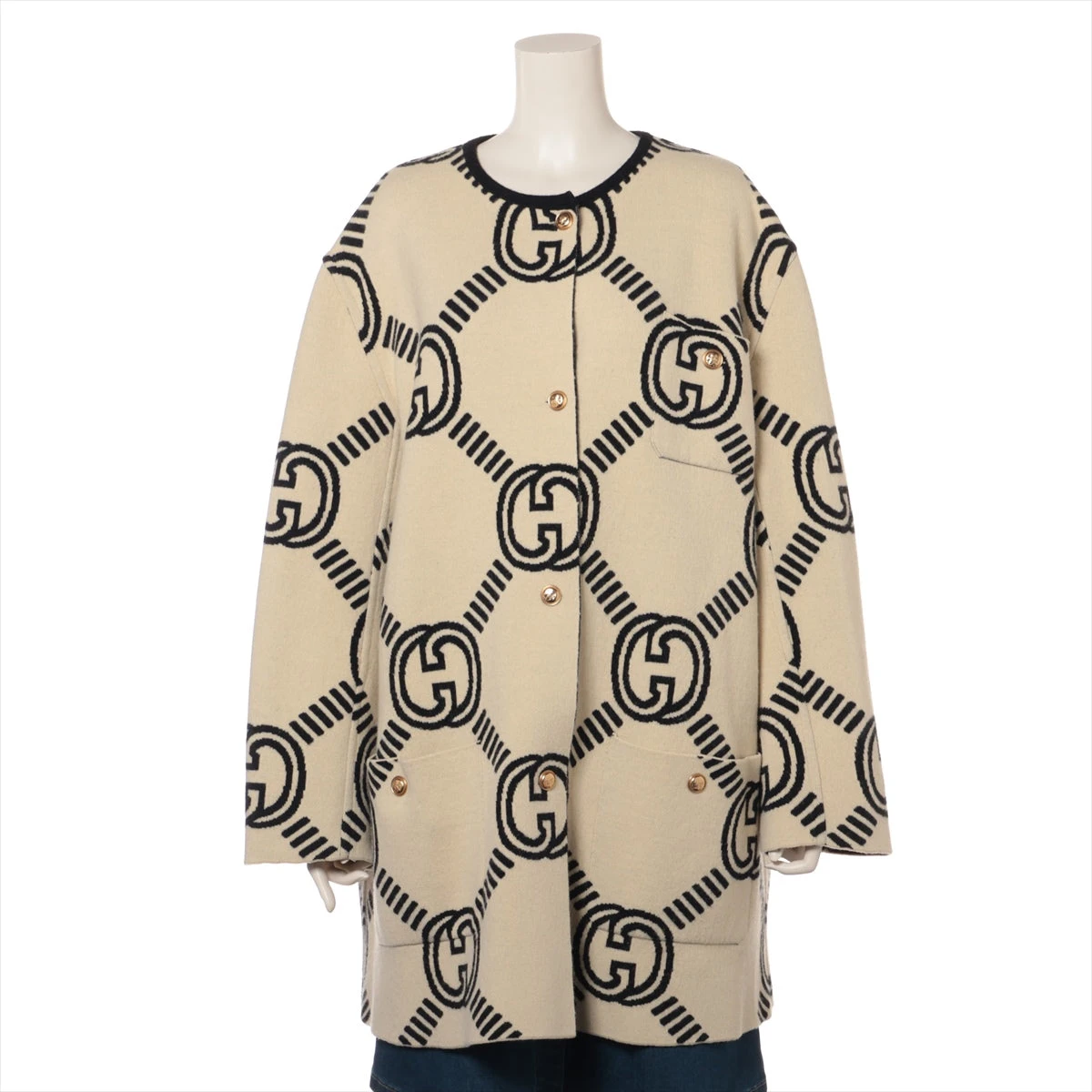 グッチ インターロッキングG ウール カーディガン L レディース