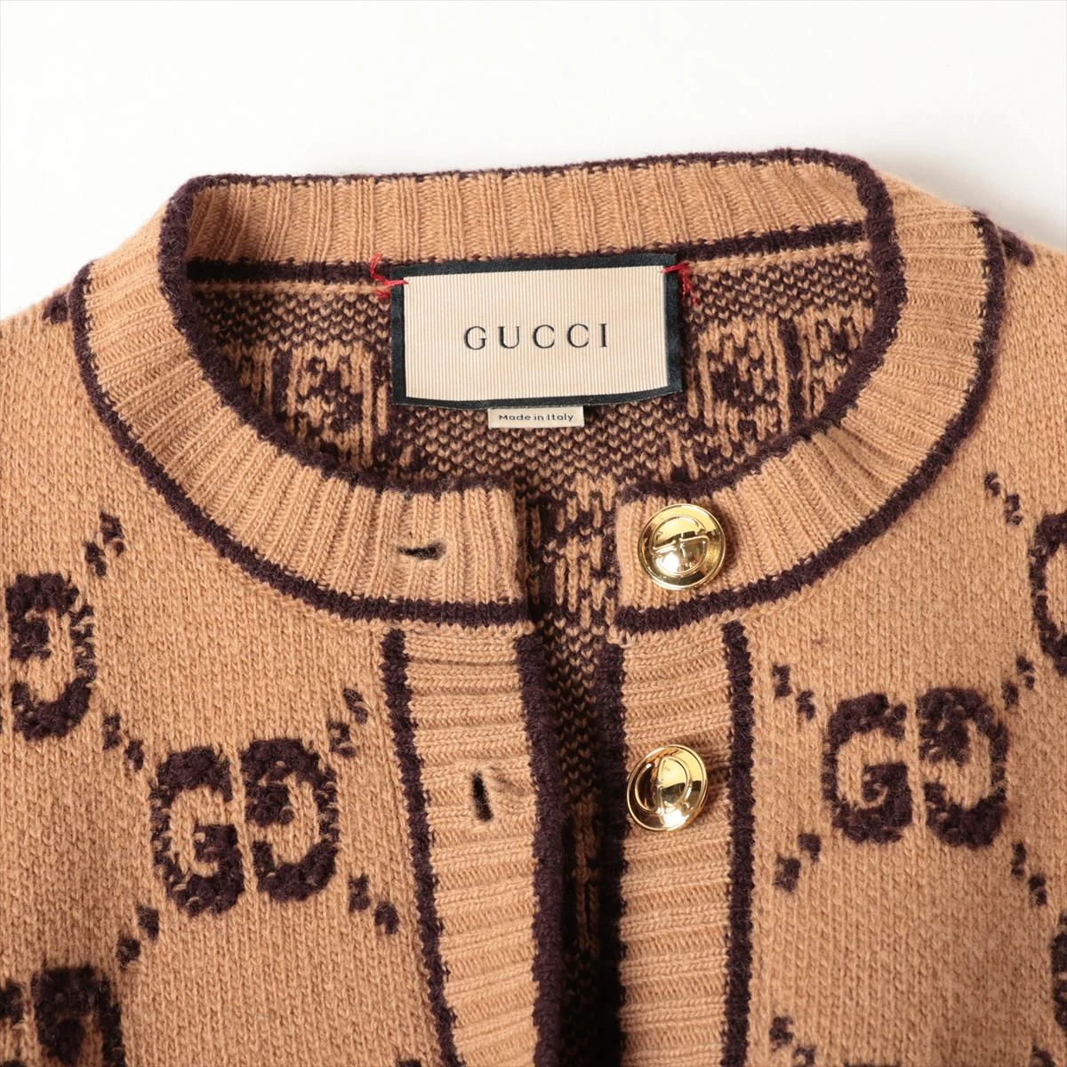 ハウント　ブークレカーディガン 入荷禁止】ブークレ総柄ジャガードニットカーディガン