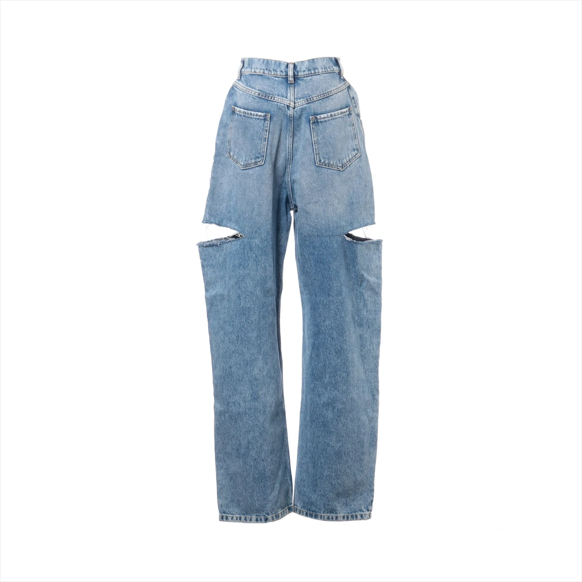 メゾンマルジェラ コットンRipped denimパンツ ブルー Maison Margiela/メゾン マルジェラ】HIGH WAIST WIDE DENIM
