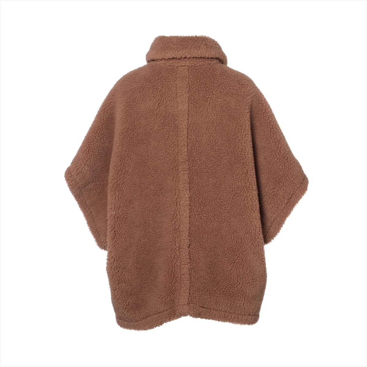 [極美品]ボアポンチョ テディベア アルパカ混 シルク混 ミルキーブラウン テディベア ケープ ケープ ポンチョ アルパカ カシミヤ ブラウン