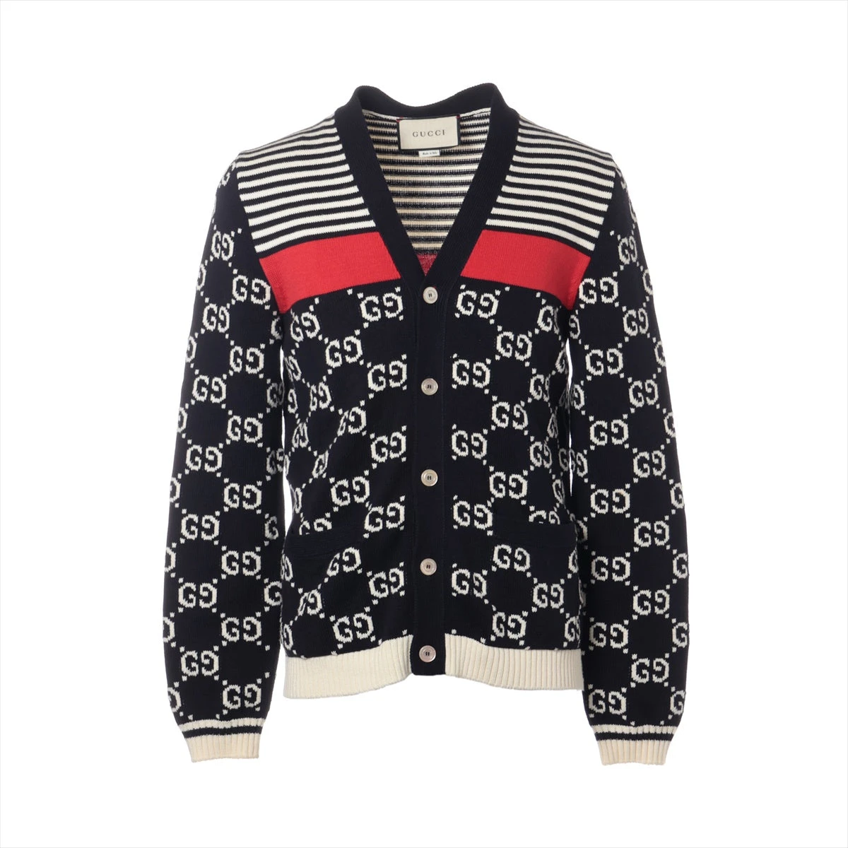 【希少／極美品】GUCCI ロゴジャガード フルジップ カーディガン ニット GUCCI】グッチ『アディダス ロゴ ウール ニット ジップ