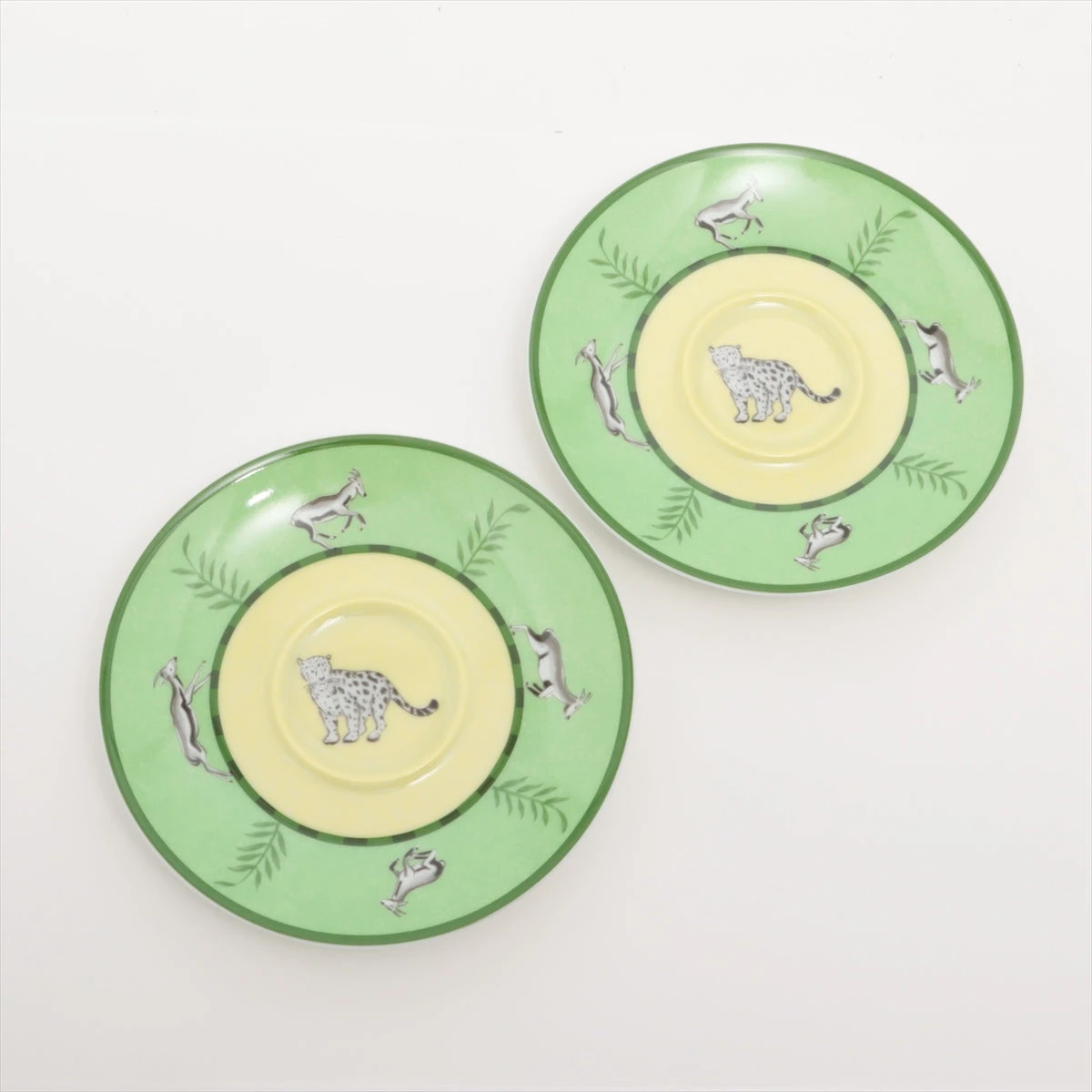 エルメス アフリカ カップ&ソーサー 陶器 グリーン ペア 2客セット