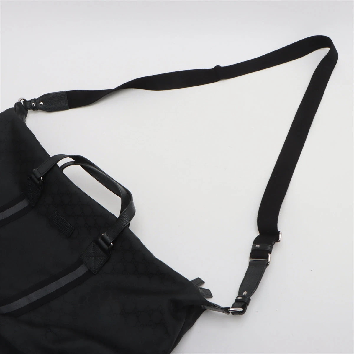 未使用級 GUCCI 2way ボストンバッグ GG ナイロン レザー ブラック グッチ GGナイロン ナイロン 2WAYボストンバッグ ブラック