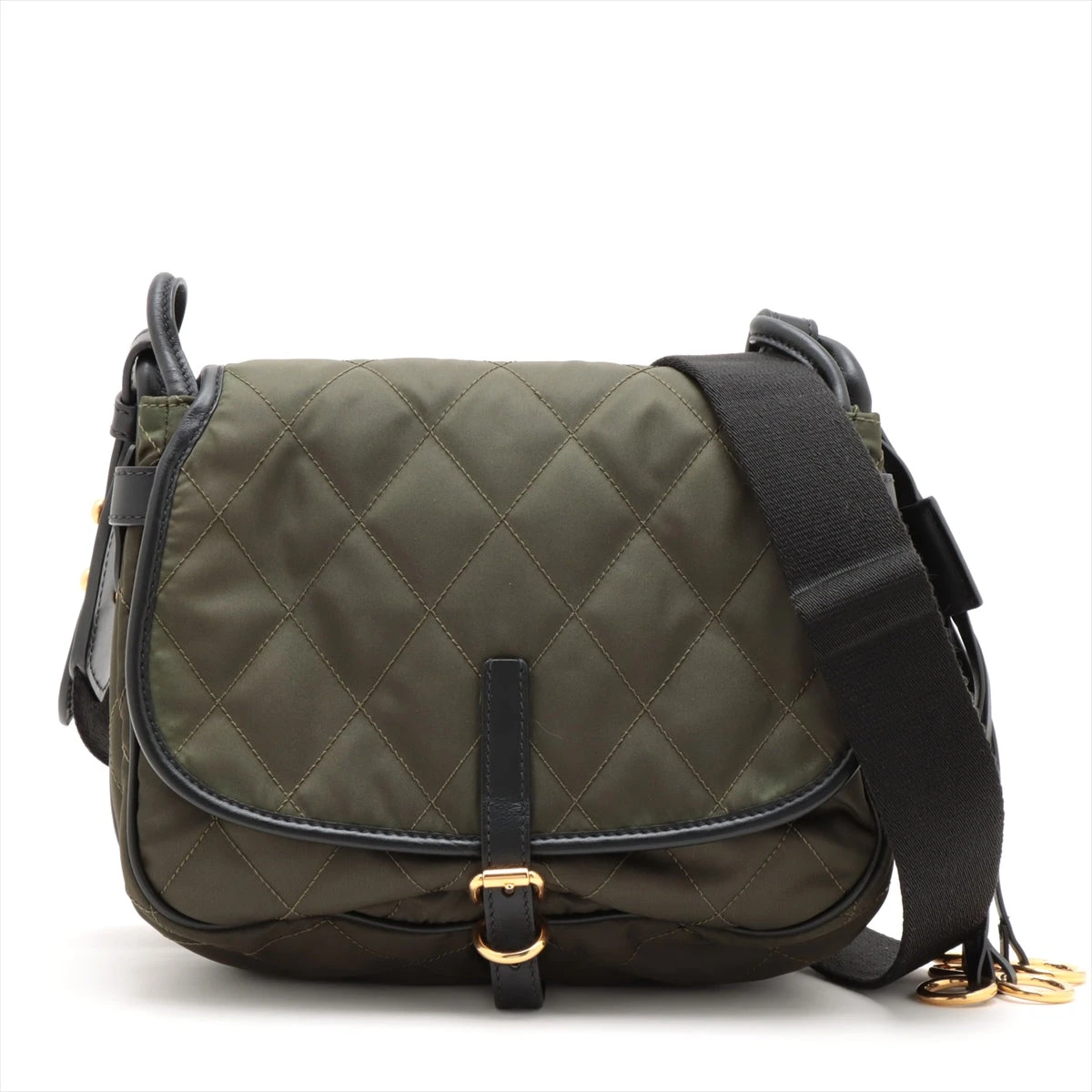 在庫一掃SALE】プラダ ナイロン×レザーショルダーバッグカーキ×ブラウン