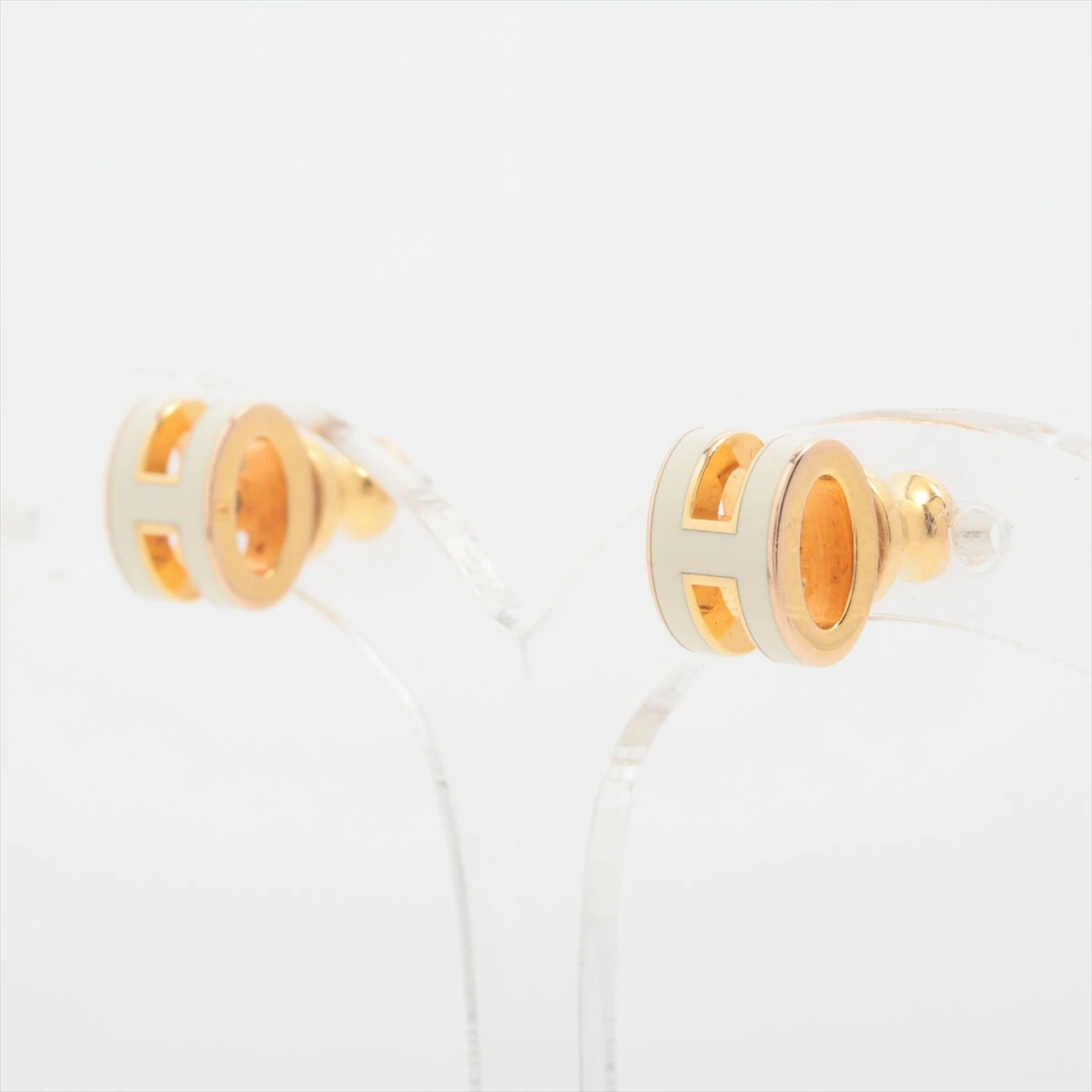 HERMES ポップHピアス ミニポップH ポップアッシュ ゴールド×オレンジ HERMES（エルメス） ポップアッシュ ミニポップH ピアス ゴールド金具