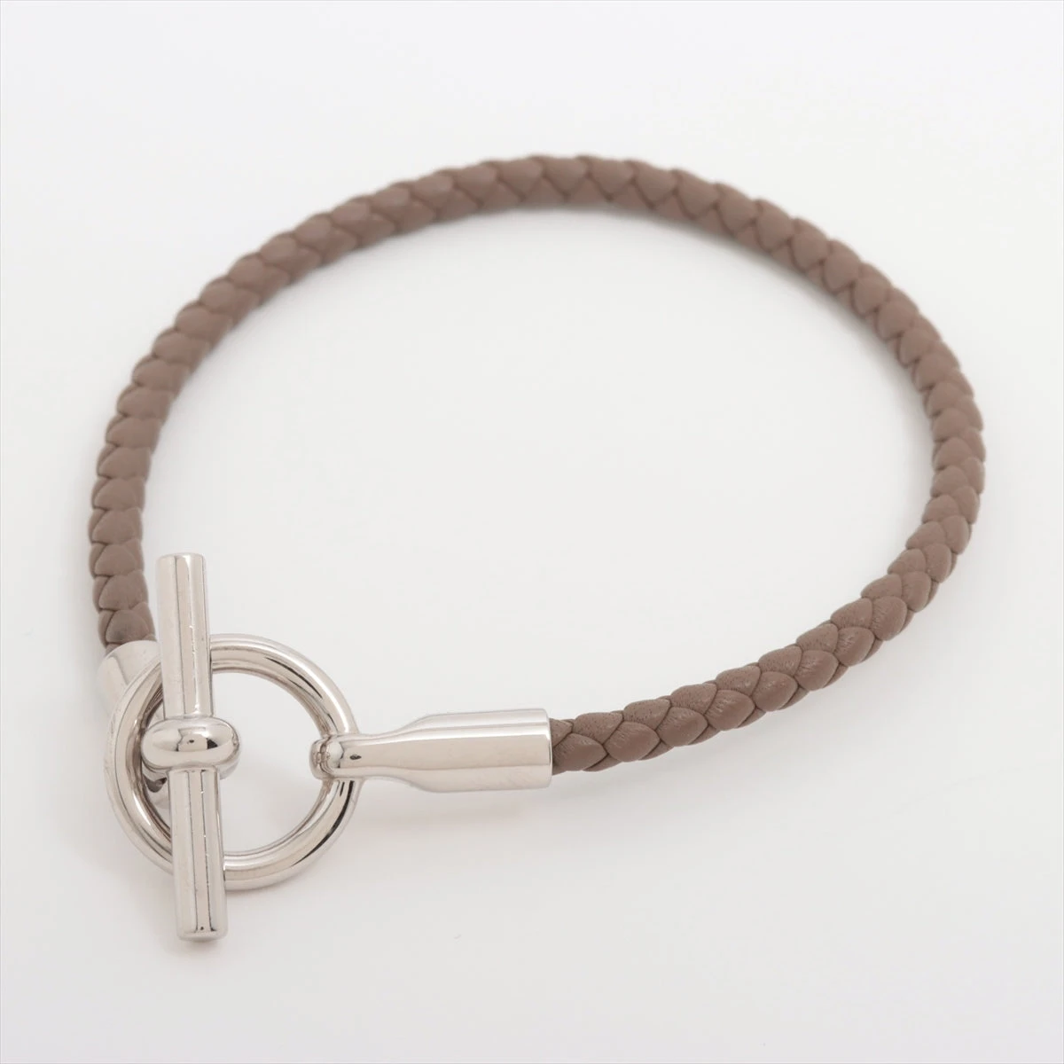 HERMES エルメス グレナン シルバー×レザー チョーカー ブレスレット