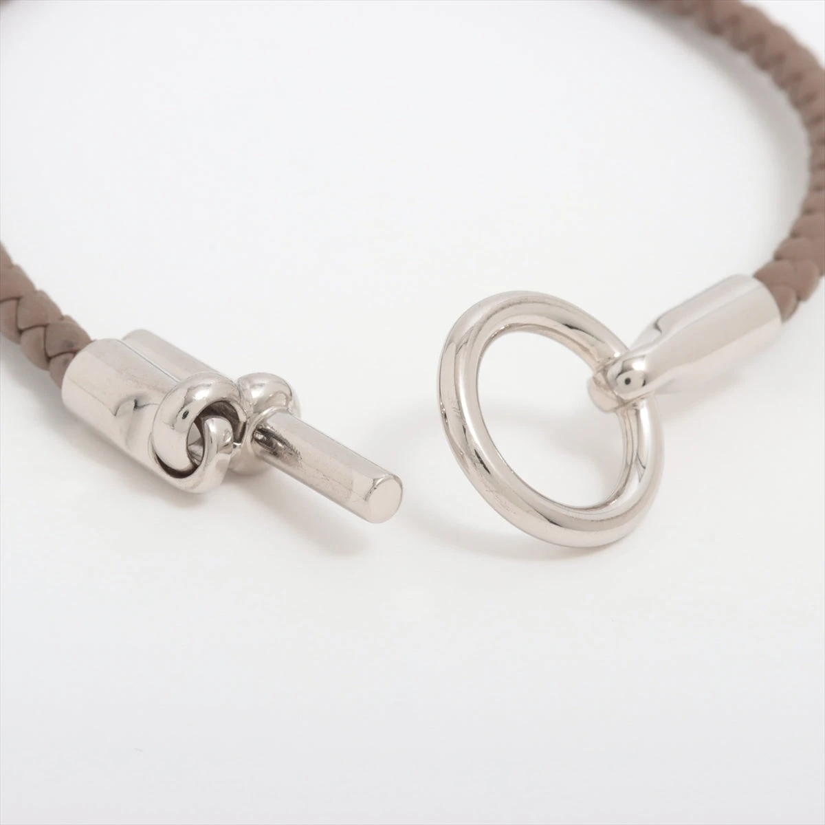 HERMES エルメス グレナン ブレスレット ブラウン シルバー エルメス グレナン レザー ブレスレット ブラウン / シルバー
