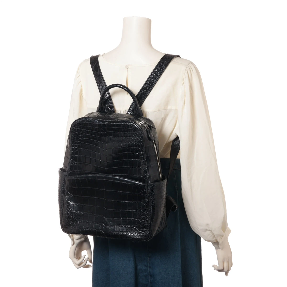 JRA クロコ バックパック/リュック ブラック A3298328｜中古ブランド品