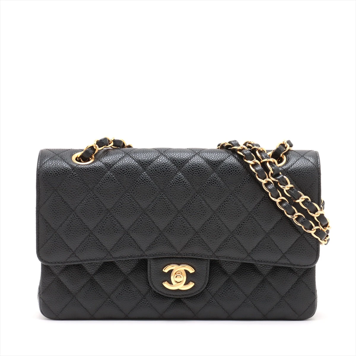 シャネル マトラッセ25 キャビアスキン ダブルフラップ ダブルチェーン  