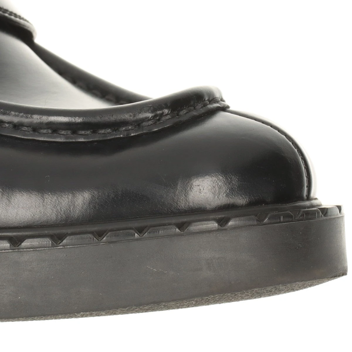 プラダ　ローファー　レディース 37.5 プラダ チョコレート レザー ローファー 37.5 レディース