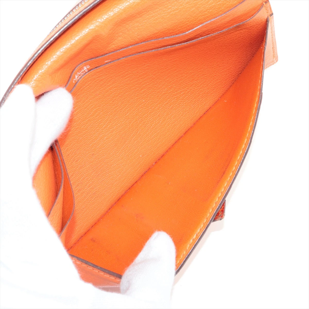 エルメス べアンスフレ シルバー金具 リザード エルメスオレンジ オレンジ 財布 エルメス べアンスフレ シルバー金具 リザード エルメスオレンジ