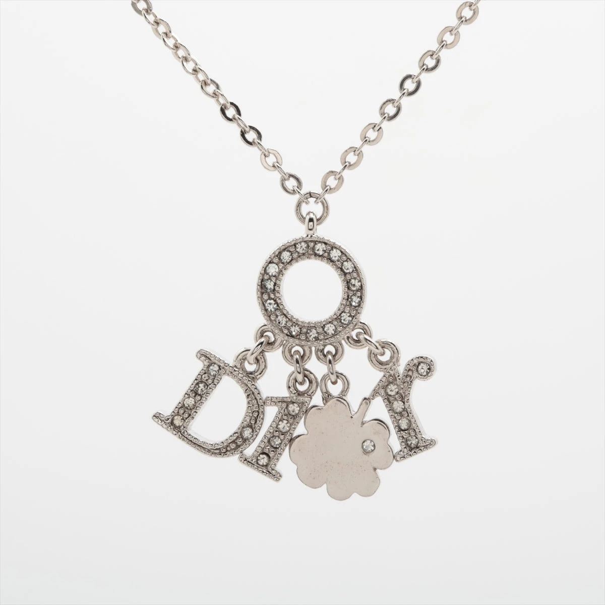 ディオール Diorロゴ ネックレス GP×ラインストーン シルバー ディオール Diorロゴ ネックレス GP×ラインストーン シルバー