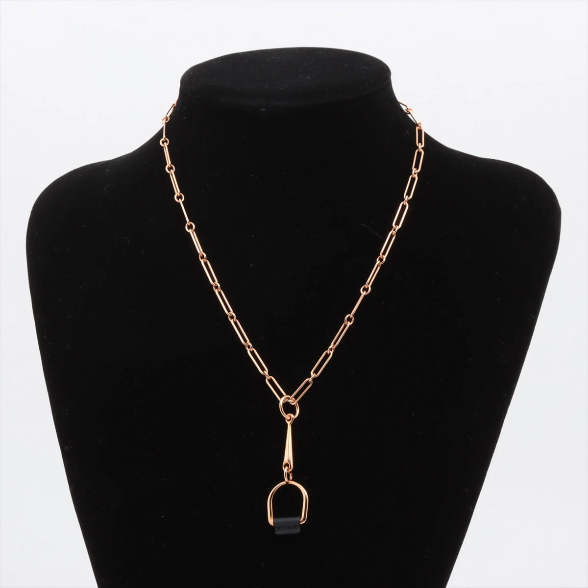 エルメス エリタージュエケストルPM ネックレス GP×革 ピンク