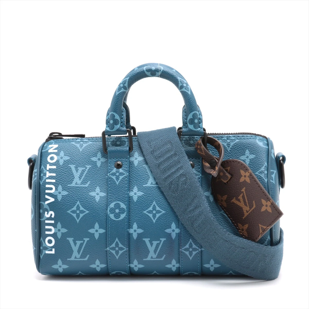Louisvuitton キーポル バンドリエール25 ヴィトン ブルー 美品 ヴィトン モノグラム アトランティックブルー キーポル バンド