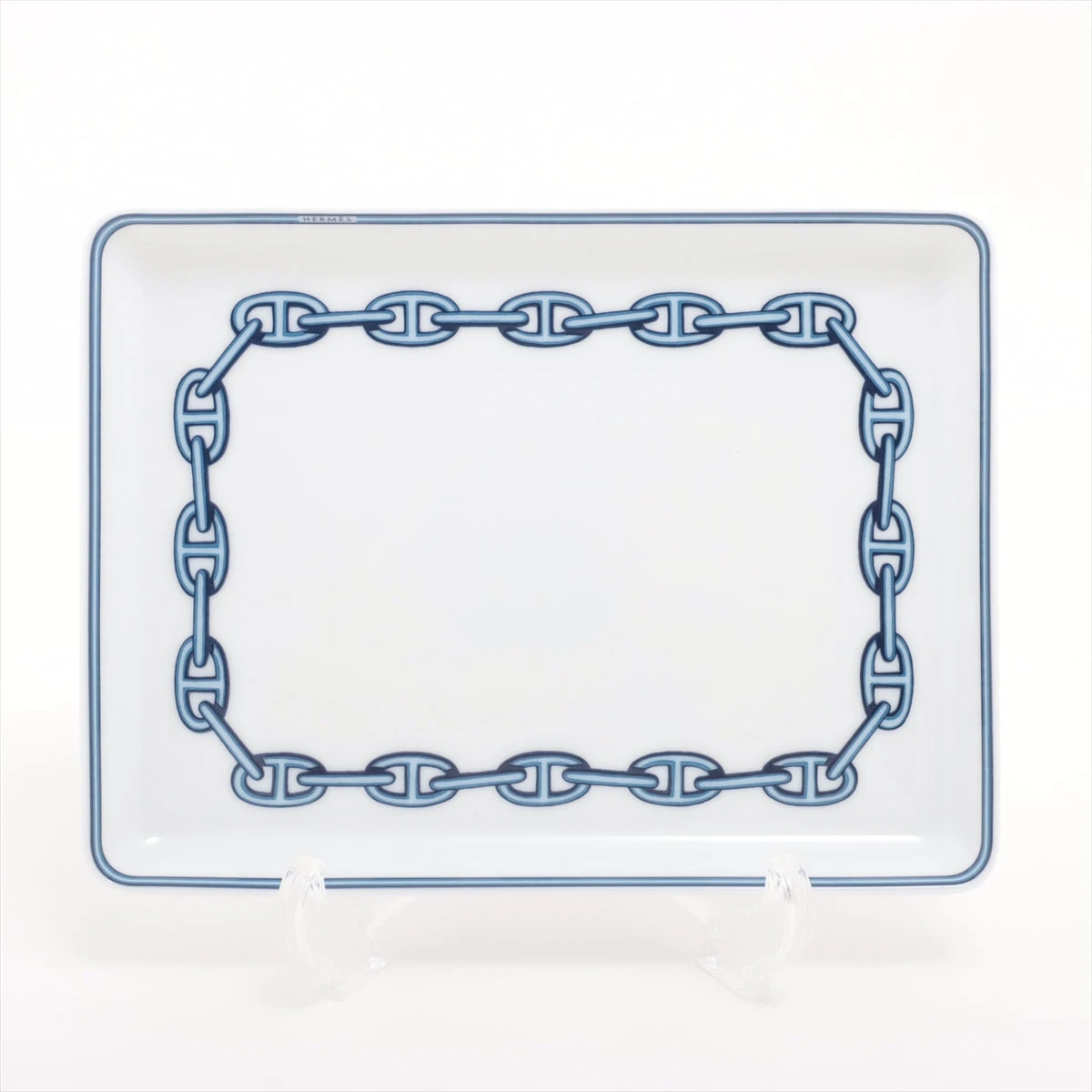 エルメス シェーヌダンクル トレー 陶器 ブルー 底印音符 A3285026