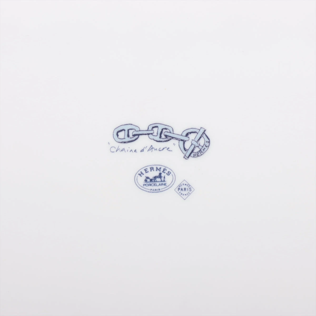 エルメス シェーヌダンクル トレー 陶器 ブルー 底印音符 A3285026