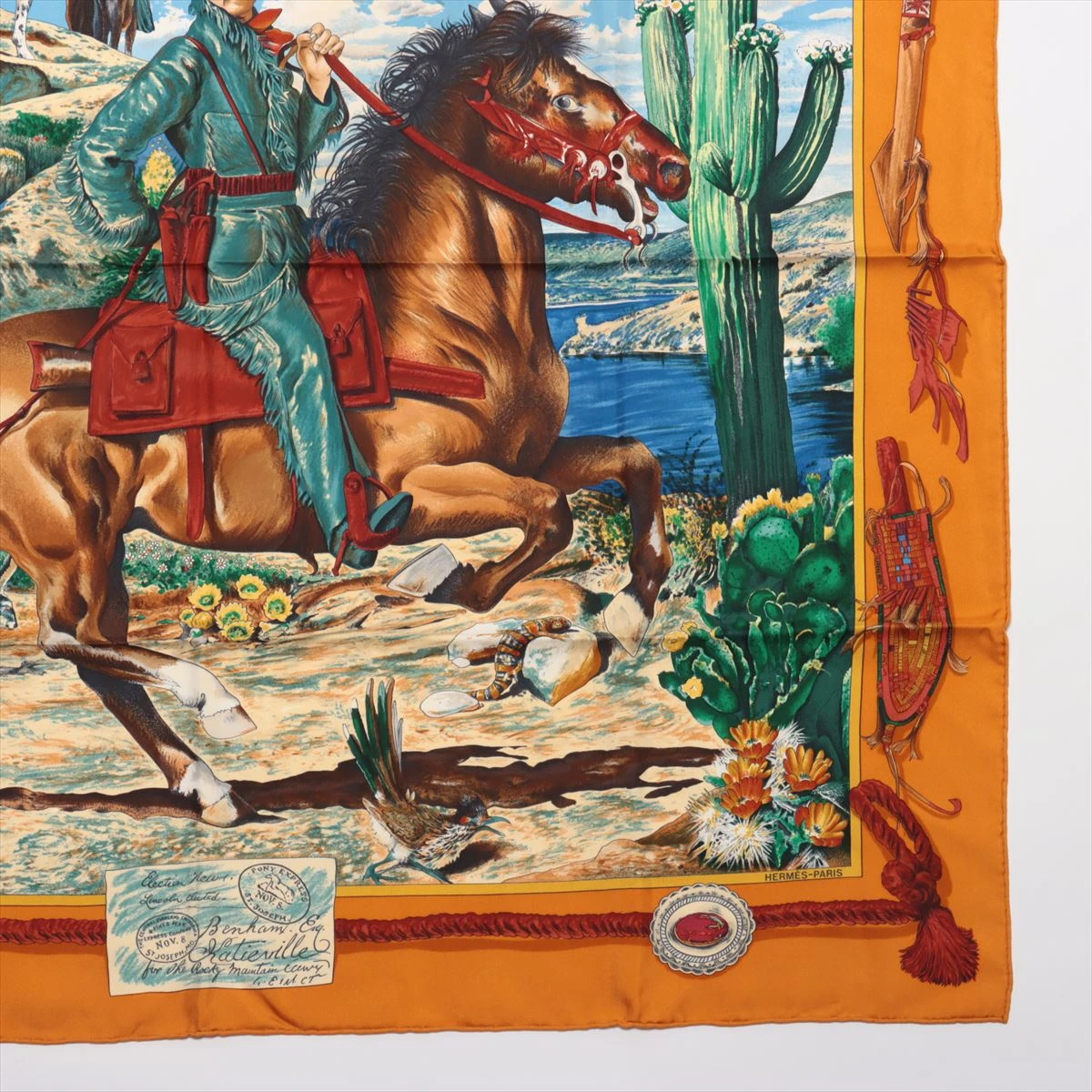 激レア✨ HERMES カレ90 The Pony Express 郵便社 馬 激レア✨ HERMES カレ90 The Pony Express 郵便社 馬
