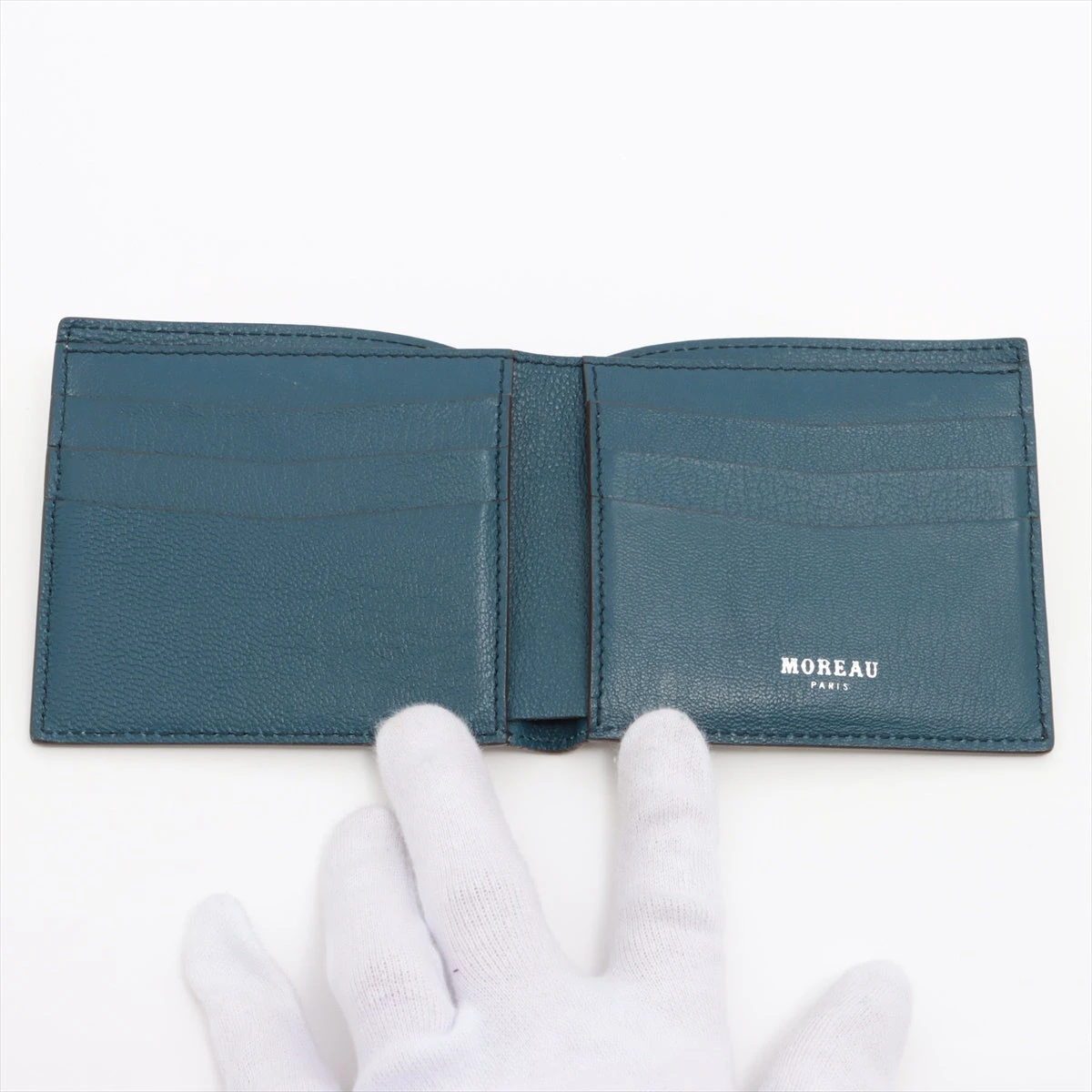 モローパリ レザー 二つ折り財布 アイボリー A3308237｜中古