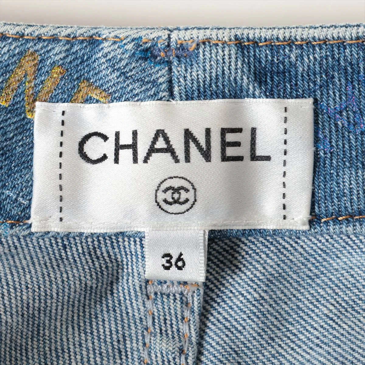 シャネル P72 コットン デニムパンツ 36 レディース ブルー