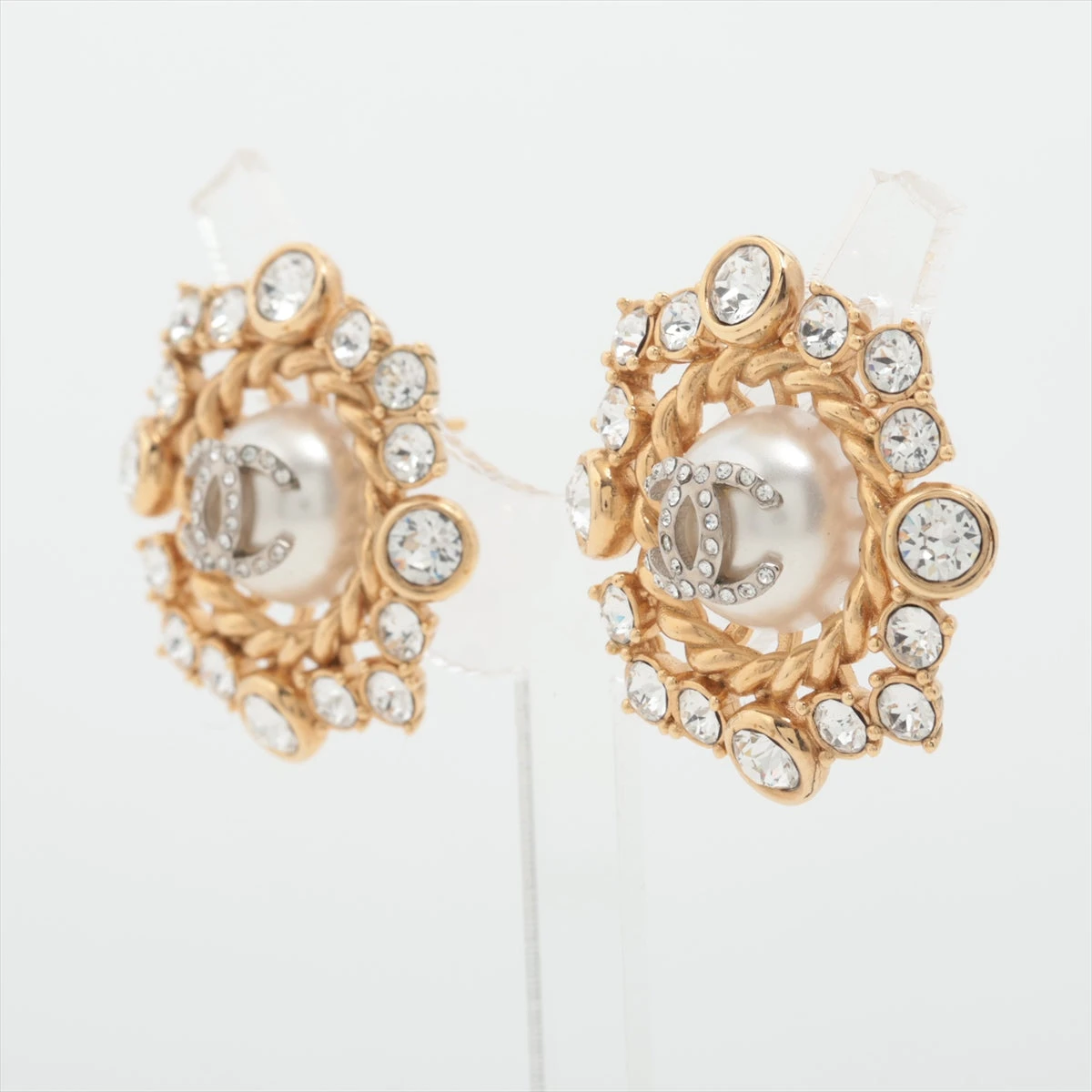 シャネル ココマーク I20B ピアス(両耳用) GP×ラインストーン