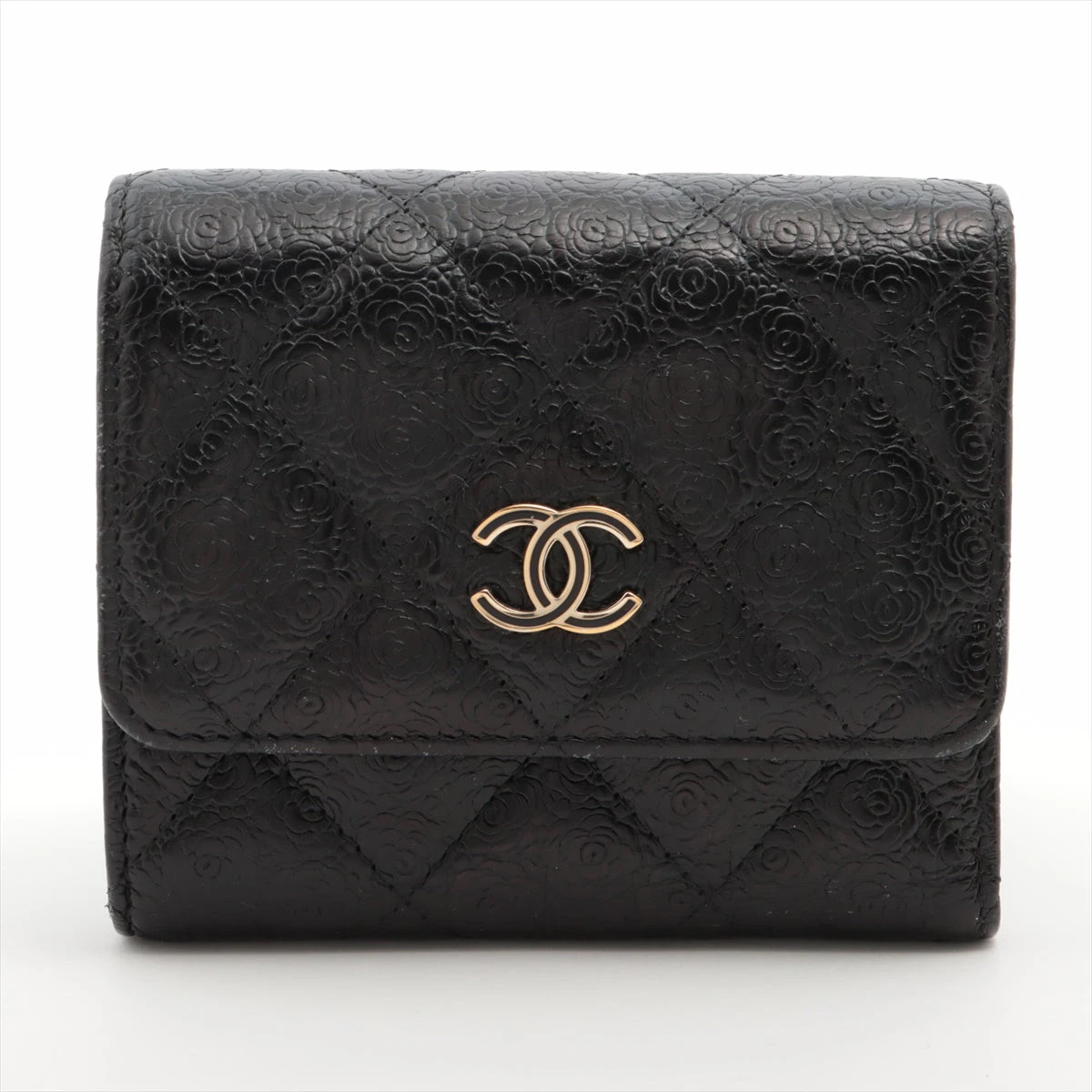 シャネル ビコローレ がま口 コンパクト ウォレット ブラック ゴールド金具 黒 CHANEL シャネル COCO ビコローレ ミニ 財布 コンパクト ウォレット