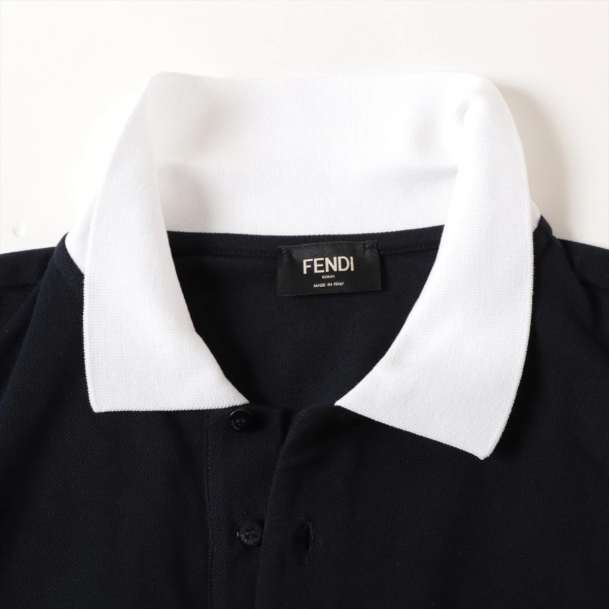 フェンディ 23年 コットン ポロシャツ XL メンズ ネイビー FY0985 