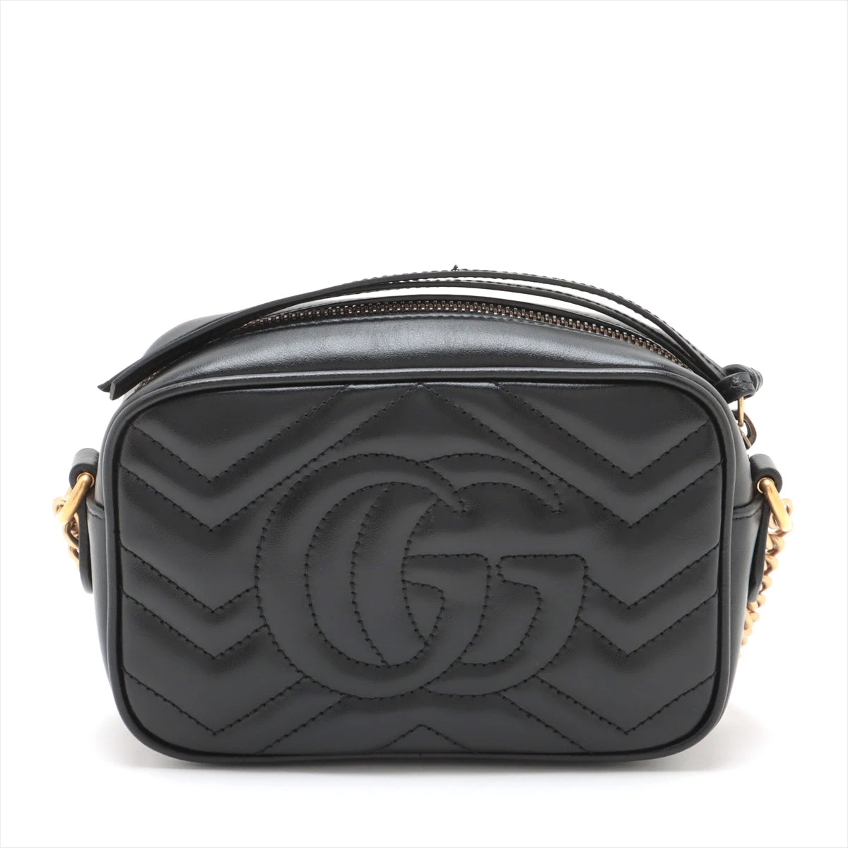 グッチ GGマーモント レザー チェーンショルダーバッグ ブラック