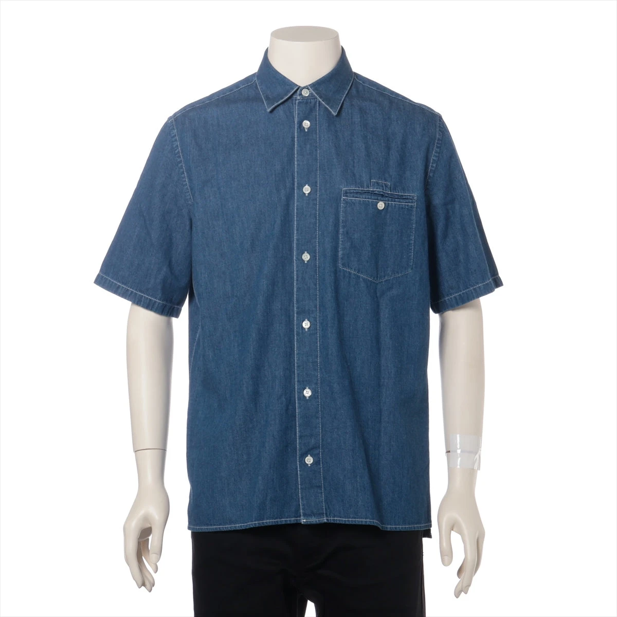 エルメス 19SS コットン デニムシャツ 39 メンズ ブルー 91-5620