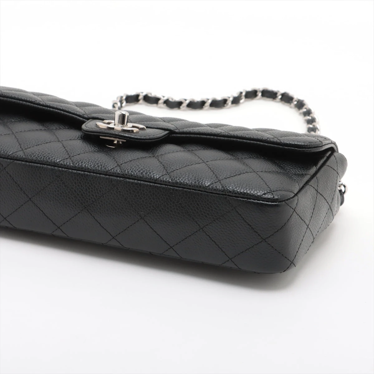 CHANEL マトラッセ　キャビアスキン　シルバー　シングルフラップ シャネル マトラッセ キャビアスキン シングルフラップ ダブル