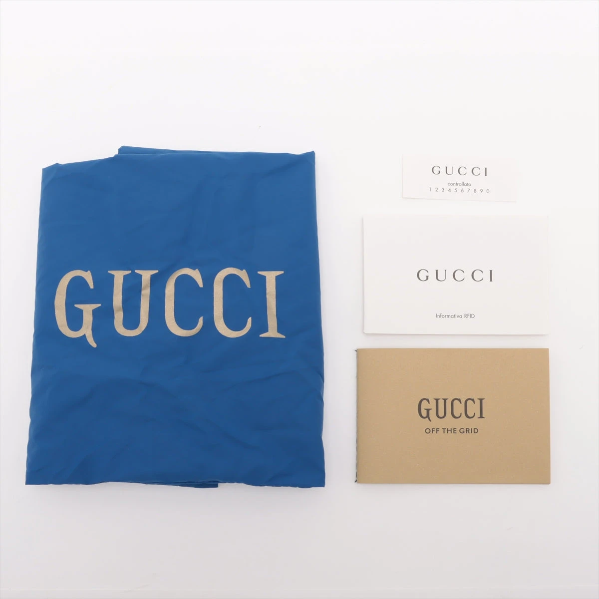 グッチ オフザグリッド ナイロン×レザー ボディバッグ ブルー 631341 