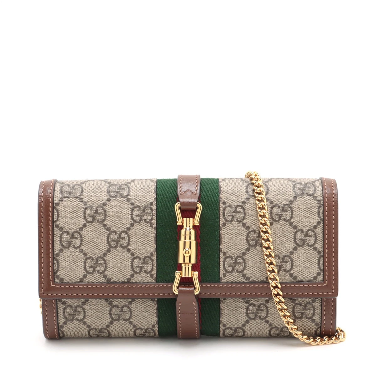 グッチ GUCCI 二つ折り財布 GGスプリーム チェーンウォレット ベージュ